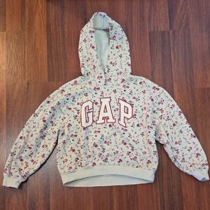 GAP Kids Floral Hoodie Cream Pink Cozy Sweatshirt Size 12 XL